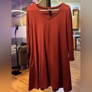 Elegant Maroon Long Sleeve Dress